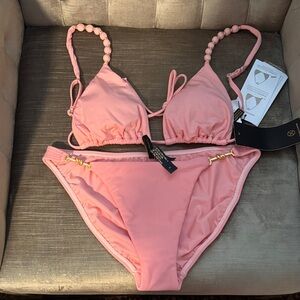 Vix Coral Bikini Set with Gold Accents